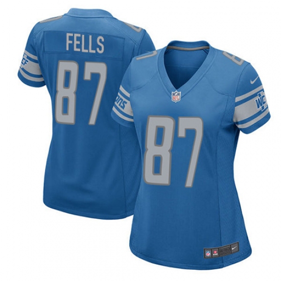 Women's Nike Detroit Lions #87 Darren Fells Game Light Blue Team Color NFL Jersey - Ujersey