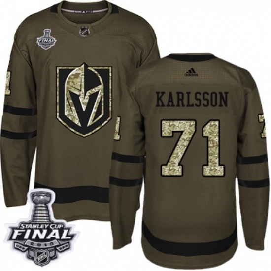 Youth Adidas Vegas Golden Knights #71 William Karlsson Authentic Green Salute to Service 2018 Stanley Cup Final NHL Jersey - Ujersey