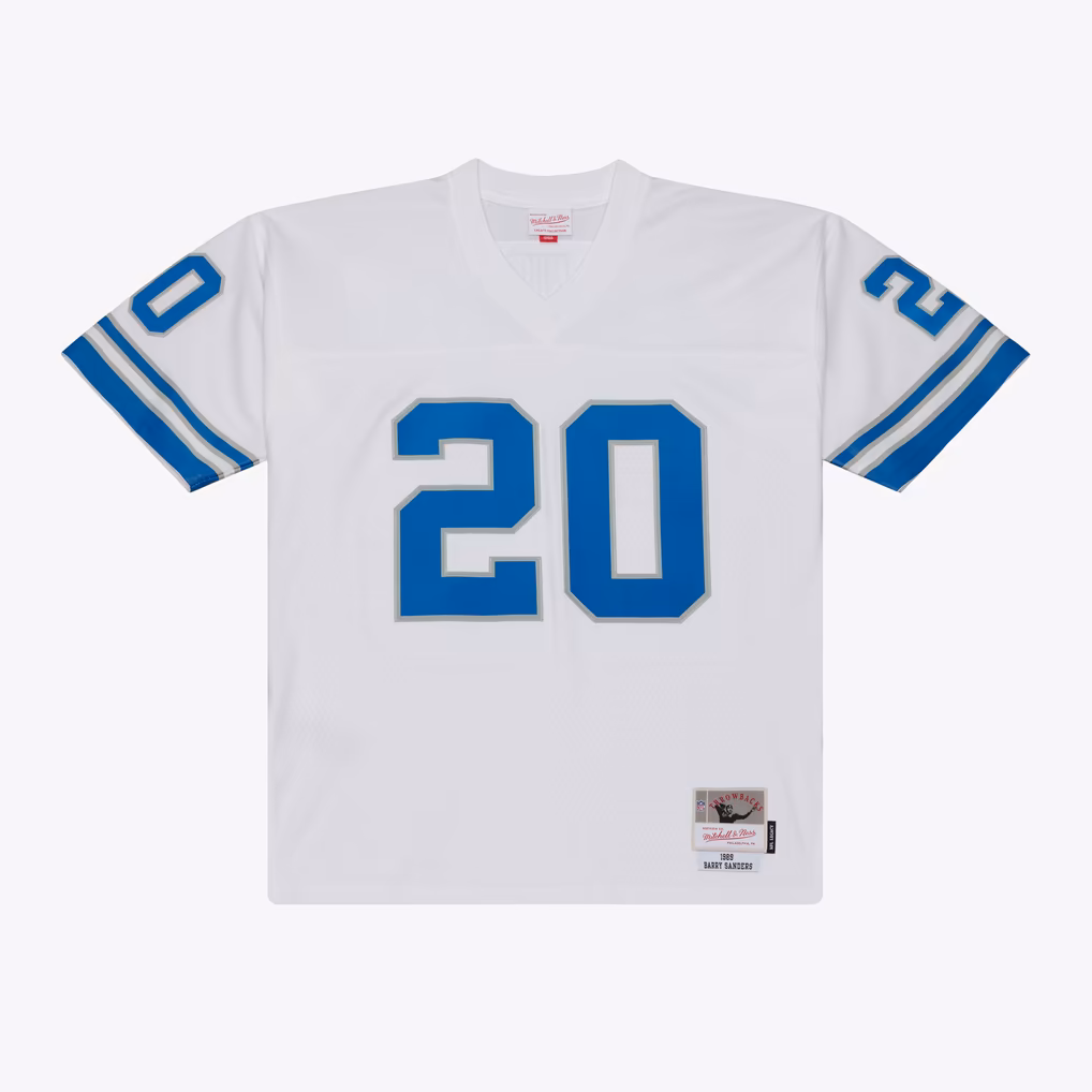Men's Detroit Lions Barry Sanders Mitchell & Ness White 1989 Legacy Replica Player Jersey - Ujersey