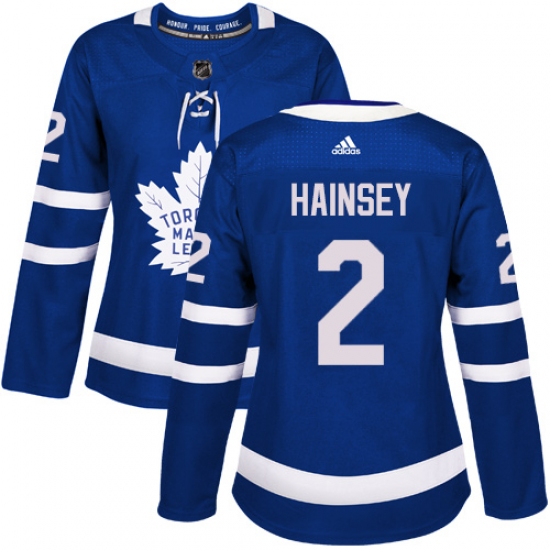 Women's Adidas Toronto Maple Leafs #2 Ron Hainsey Authentic Royal Blue Home NHL Jersey - Ujersey