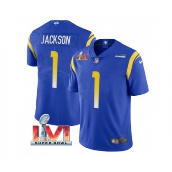 Men's Los Angeles Rams #1 Desean Jackson Royal 2022 Super Bowl LVI Vapor Limited Stitched Jersey - Ujersey