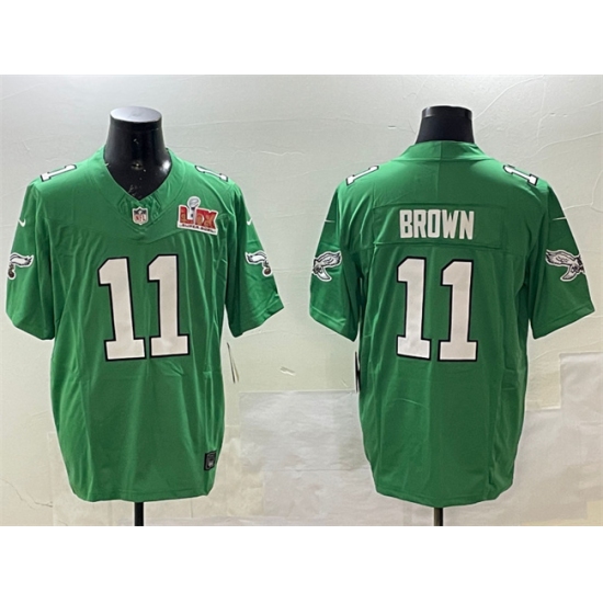Men's Philadelphia Eagles #11 A.J. Brown Green 2025 Super Bowl LIX F.U.S.E. Throwback Vapor Untouchable Limited Stitched Football Jersey - Ujersey