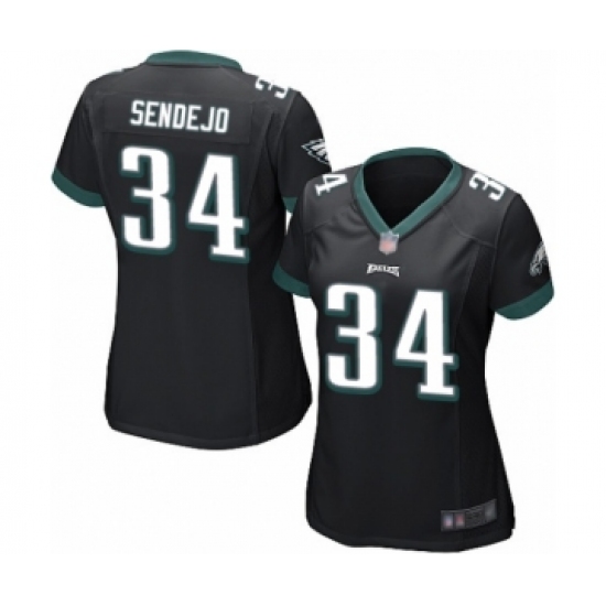 Women's Philadelphia Eagles #34 Andrew Sendejo Game Black Alternate Football Jersey - Ujersey