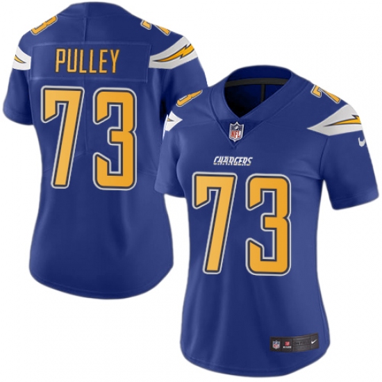 Women's Nike Los Angeles Chargers #73 Spencer Pulley Limited Electric Blue Rush Vapor Untouchable NFL Jersey - Ujersey