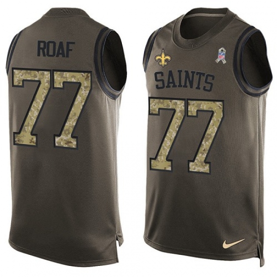Men's Nike New Orleans Saints #77 Willie Roaf Limited Green Salute to Service Tank Top NFL Jersey - Ujersey