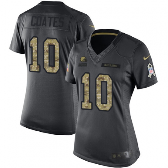 Women's Nike Cleveland Browns #10 Sammie Coates Limited Black 2016 Salute to Service NFL Jersey - Ujersey