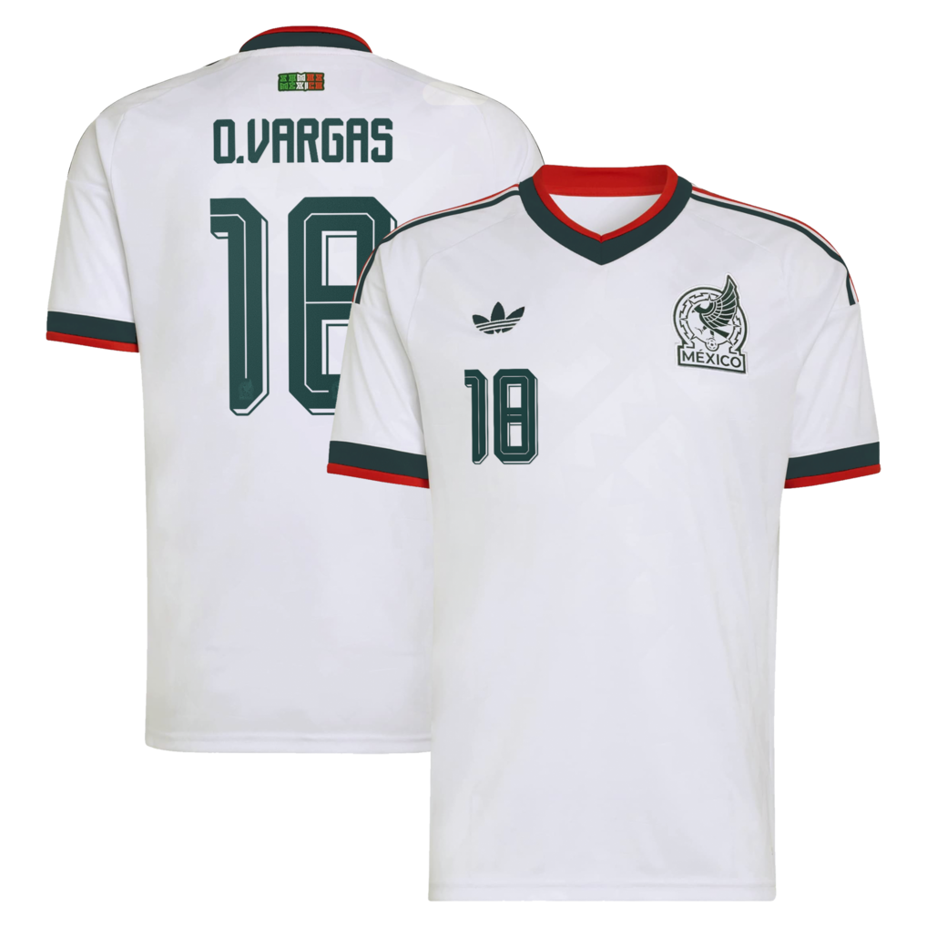 Men's Mexico National Team Obed Vargas adidas White 2026 Away Replica Jersey - Ujersey