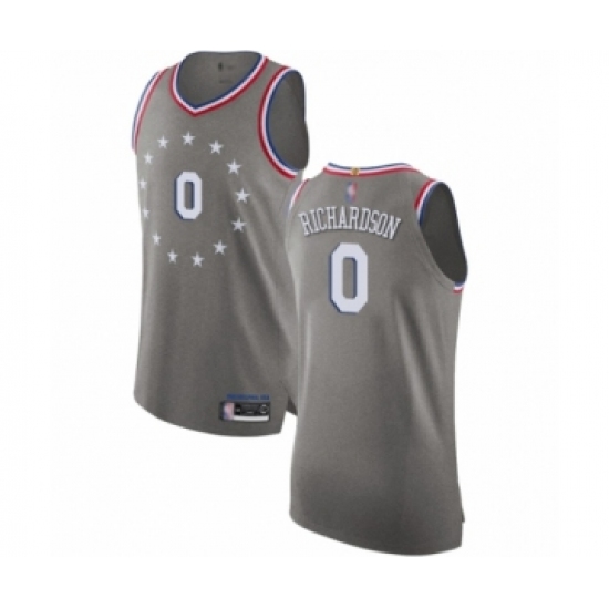 Men's Philadelphia 76ers #0 Josh Richardson Authentic Gray Basketball Jersey - City Edition - Ujersey