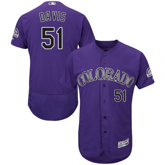 Men's Majestic Colorado Rockies #71 Wade Davis Purple Alternate Flex Base Authentic Collection MLB Jersey - Ujersey