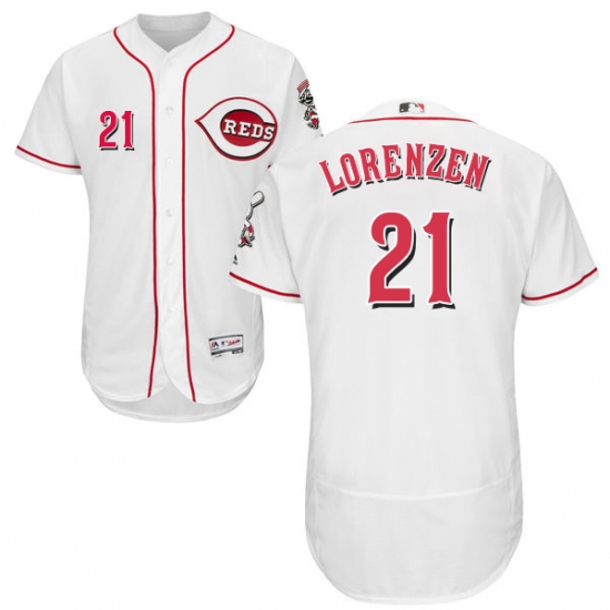 Men's Majestic Cincinnati Reds #21 Michael Lorenzen White Home Flexbase Authentic Collection MLB Jersey - Ujersey