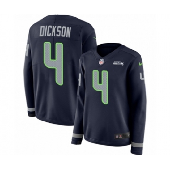 Women's Nike Seattle Seahawks #4 Michael Dickson Limited Navy Blue Therma Long Sleeve NFL Jersey - Ujersey