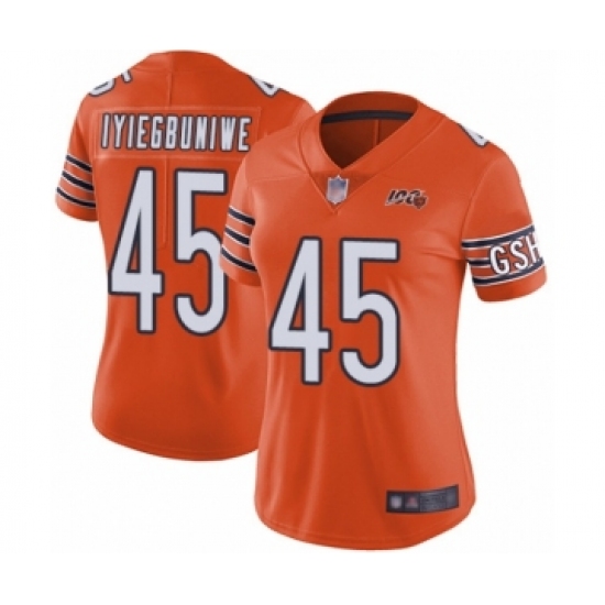 Women's Chicago Bears #45 Joel Iyiegbuniwe Orange Alternate 100th Season Limited Football Jersey - Ujersey