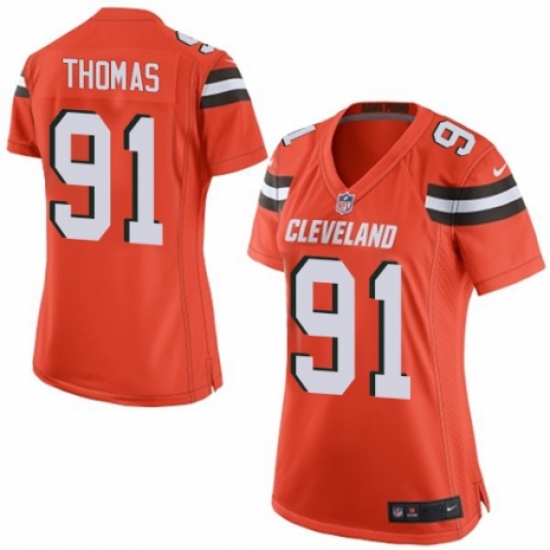 Women's Nike Cleveland Browns #91 Chad Thomas Game Orange Alternate NFL Jersey - Ujersey