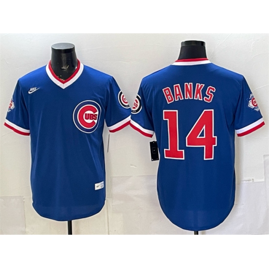 Men's Chicago Cubs #14 Ernie Banks Royal 150th Anniversary Throwback Vapor Limited Stitched Baseball Jersey - Ujersey