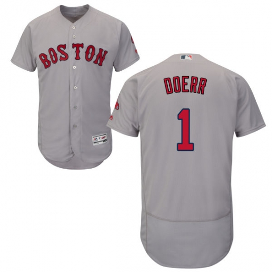 Men's Majestic Boston Red Sox #1 Bobby Doerr Grey Road Flex Base Authentic Collection MLB Jersey - Ujersey