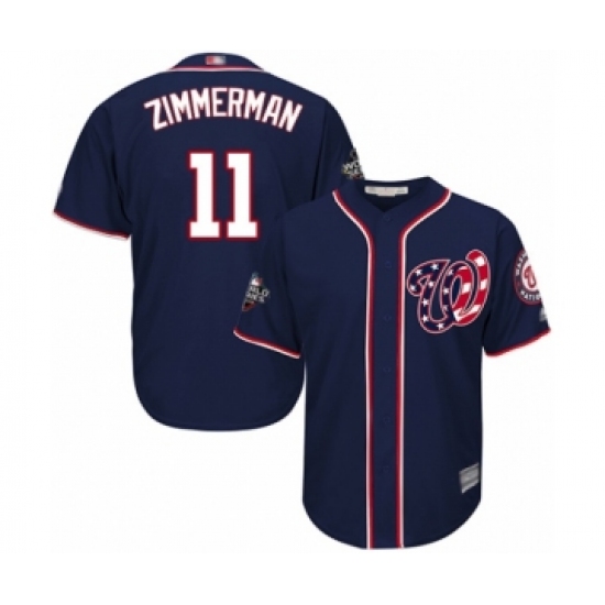 Youth Washington Nationals #11 Ryan Zimmerman Authentic Navy Blue Alternate 2 Cool Base 2019 World Series Bound Baseball Jersey - Ujersey