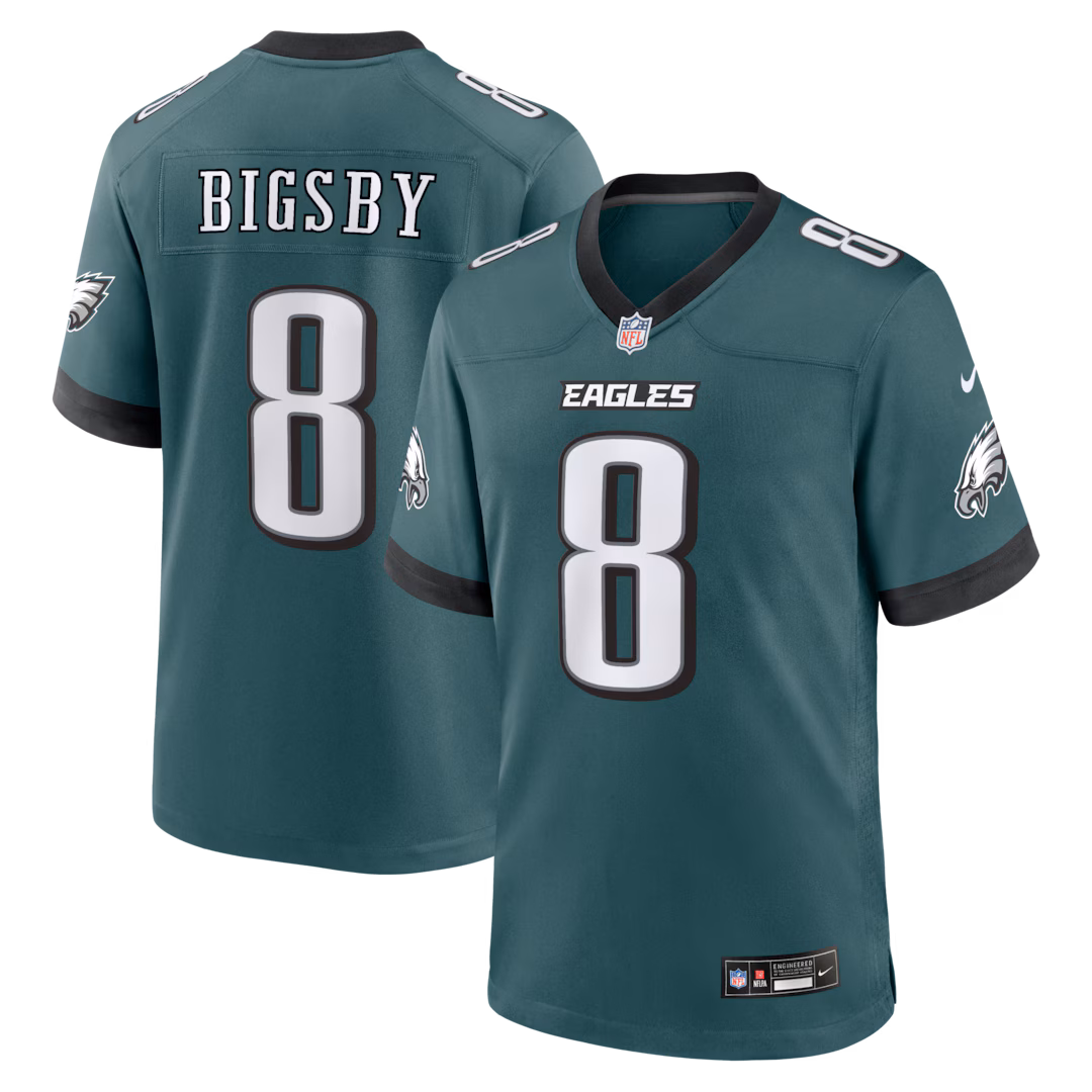 Men's Philadelphia Eagles Tank Bigsby Nike Midnight Green Team Game Jersey