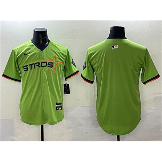 Men's Houston Astros Blank Green 2025 City Connect Limited Stitched Baseball Jersey - Ujersey
