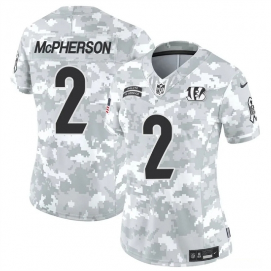 Women's Cincinnati Bengals #2 Evan McPherson 2024 F.U.S.E Arctic Camo Salute To Service Limited Stitched Football Jersey(Run Small) - Ujersey