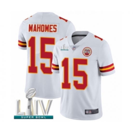 Youth Kansas City Chiefs #15 Patrick Mahomes White Vapor Untouchable Limited Player Super Bowl LIV Bound Football Jersey - Ujersey