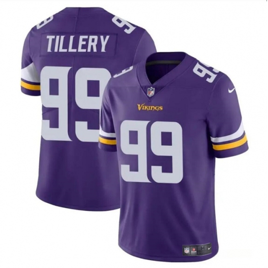 Men's Minnesota Vikings #99 Jerry Tillery Purple Vapor Untouchable Limited Football Stitched Jersey - Ujersey