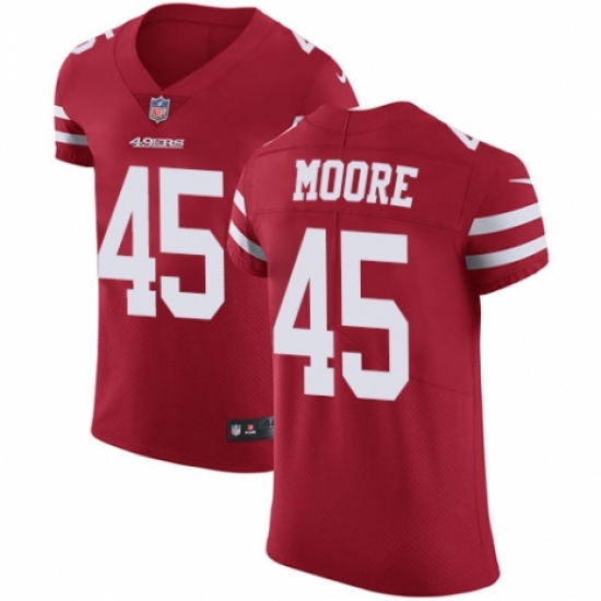 Men's Nike San Francisco 49ers #45 Tarvarius Moore Red Team Color Vapor Untouchable Elite Player NFL Jersey - Ujersey