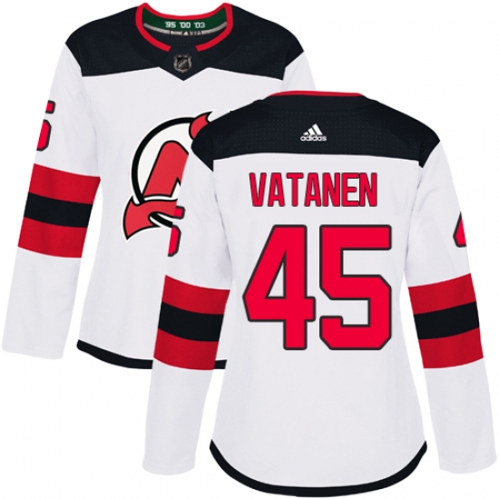Women's Adidas New Jersey Devils #45 Sami Vatanen Authentic White Away NHL Jersey - Ujersey