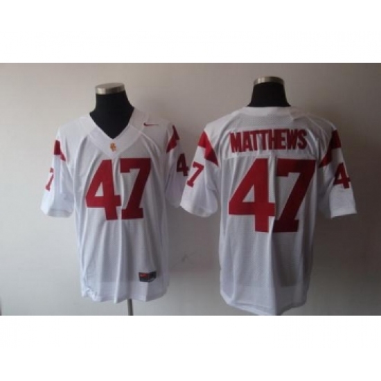 USC Trojans 47 Matthews white Jerseys - Ujersey