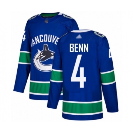 Youth Vancouver Canucks #4 Jordie Benn Authentic Blue Home Hockey Jersey - Ujersey