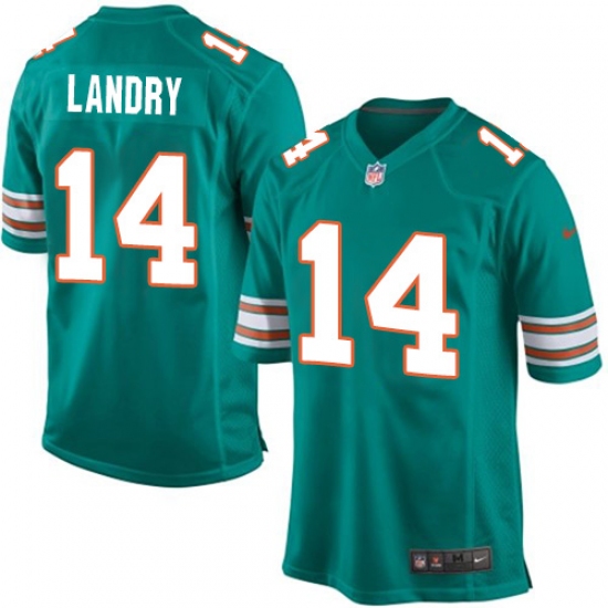 Men's Nike Miami Dolphins #14 Jarvis Landry Game Aqua Green Alternate NFL Jersey - Ujersey