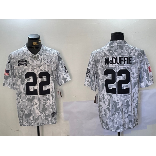 Men's Kansas City Chiefs #22 Trent McDuffie Arctic Camo 2024 FUSE Salute to Service Limited Stitched Jersey - Ujersey