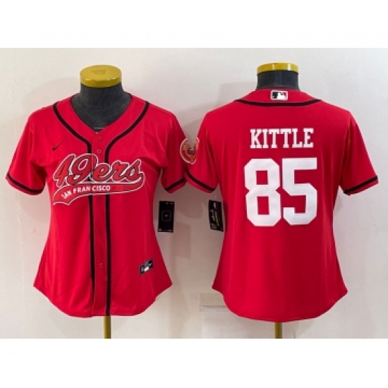 Youth San Francisco 49ers #85 George Kittle Red With Patch Cool Base Stitched Baseball Jersey - Ujersey