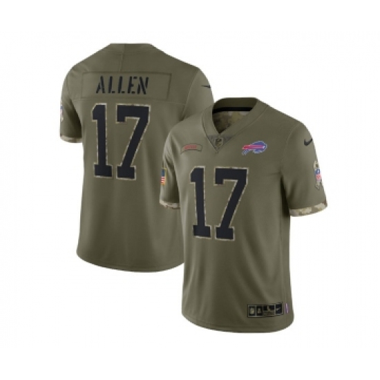 Men's Buffalo Bills #17 Josh Allen 2022 Olive Salute To Service Limited Stitched Jersey - Ujersey