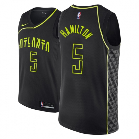 Men NBA 2018-19 Atlanta Hawks #5 Daniel Hamilton City Edition Black Jersey - Ujersey