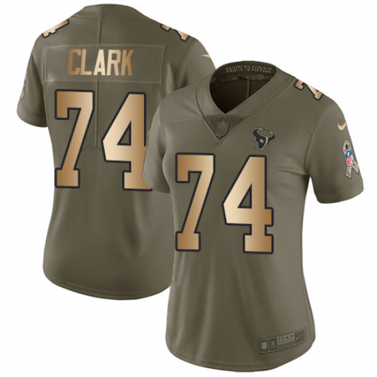 Women's Nike Houston Texans #74 Chris Clark Limited Olive/Gold 2017 Salute to Service NFL Jersey - Ujersey