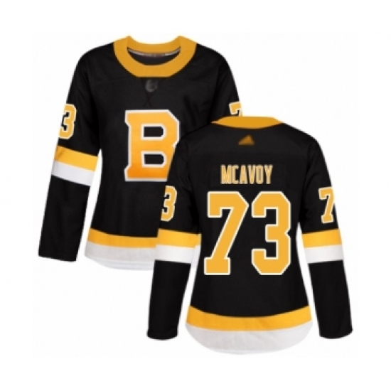 Women's Boston Bruins #73 Charlie McAvoy Authentic Black Alternate Hockey Jersey - Ujersey