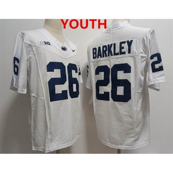 Youth Penn State Nittany Lions #26 Saquon Barkley White Stitched Jersey - Ujersey