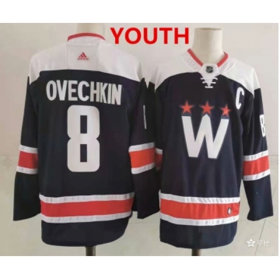 Youth Washington Capitals #8 Alex Ovechkin NEW Navy Blue Adidas Stitched NHL Jersey - Ujersey