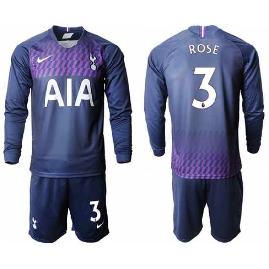 Tottenham Hotspur #3 Rose Away Long Sleeves Soccer Club Jersey