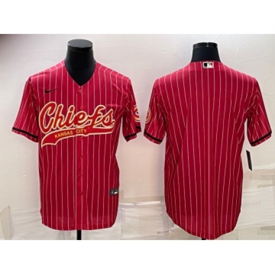 Men's Kansas City Chiefs Blank Red With Patch Cool Base Stitched Baseball Jersey - Ujersey