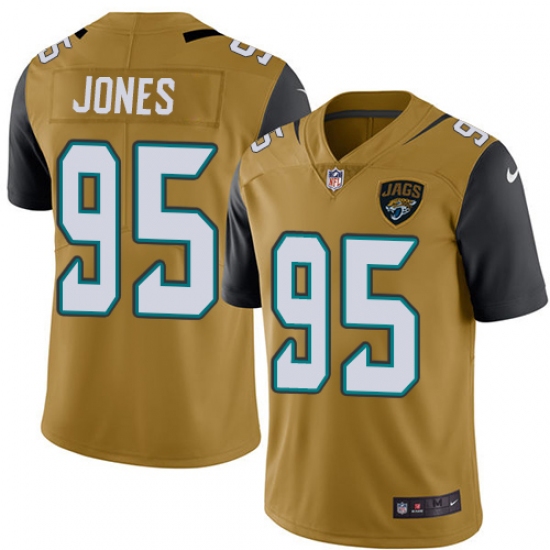 Youth Nike Jacksonville Jaguars #95 Abry Jones Limited Gold Rush Vapor Untouchable NFL Jersey - Ujersey
