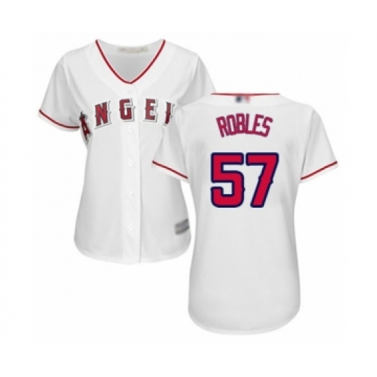 Women's Los Angeles Angels of Anaheim #57 Hansel Robles Authentic White Home Cool Base Baseball Player Jersey - Ujersey