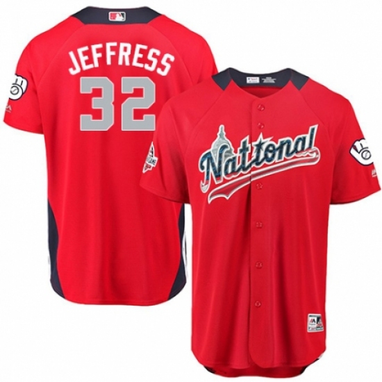 Youth Majestic Milwaukee Brewers #32 Jeremy Jeffress Game Red National League 2018 MLB All-Star MLB Jersey - Ujersey