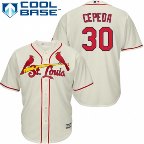 Men's Majestic St. Louis Cardinals #30 Orlando Cepeda Replica Cream Alternate Cool Base MLB Jersey - Ujersey