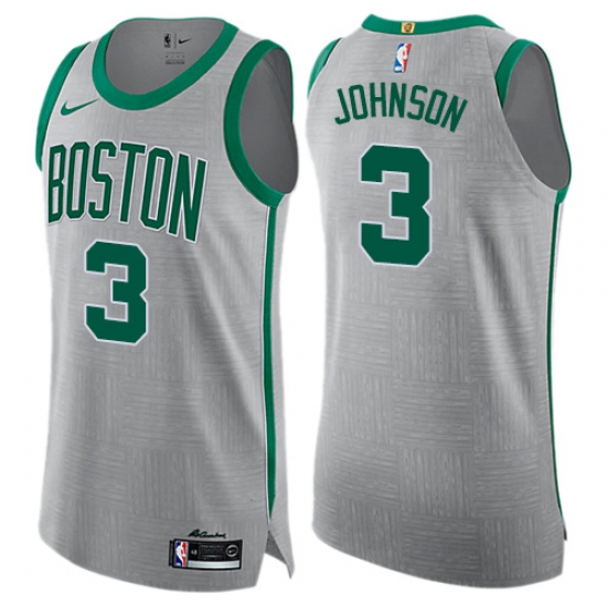 Men's Nike Boston Celtics #3 Dennis Johnson Authentic Gray NBA Jersey - City Edition - Ujersey