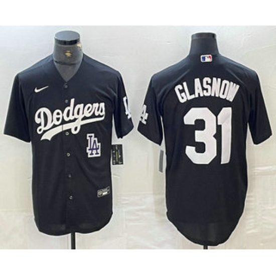 Men's Los Angeles Dodgers #31 Tyler Glasnow Black Turn Back The Clock Stitched Cool Base Jersey - Ujersey