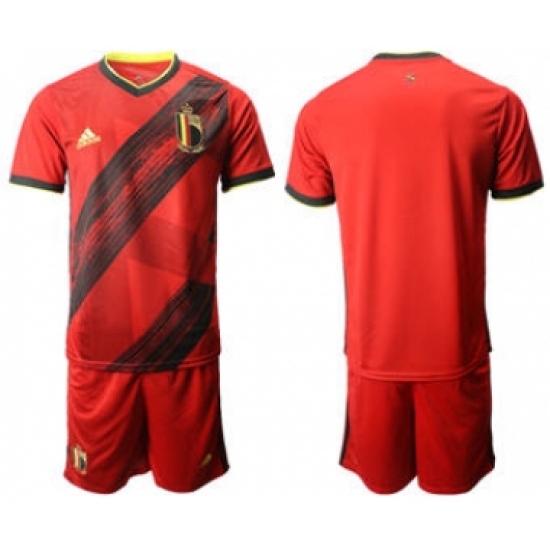 Men's Belgium Custom Euro 2021 Red Soccer Jersey and Shorts - Ujersey