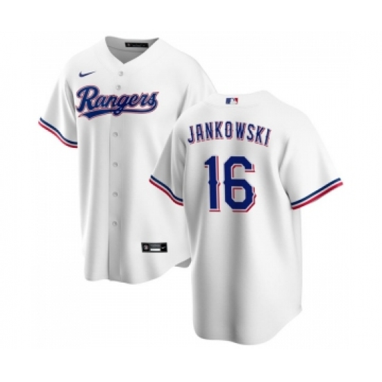 Men's Texas Rangers #16 Travis Jankowski White Cool Base Stitched Baseball Jersey - Ujersey
