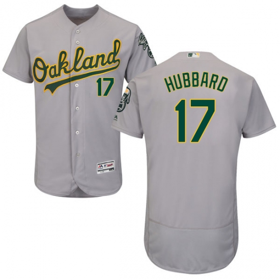 Men's Majestic Oakland Athletics #17 Glenn Hubbard Grey Road Flex Base Authentic Collection MLB Jersey - Ujersey