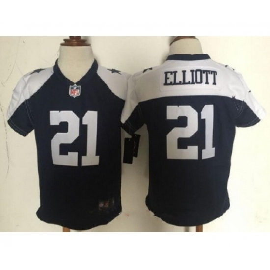 Toddler Dallas Cowboys #21 Ezekiel Elliott Navy Blue Thanksgiving Stitched NFL Nike Game Jersey - Ujersey